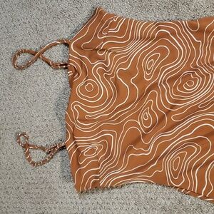 forever21 women's knit dress long brown/white medium nwt